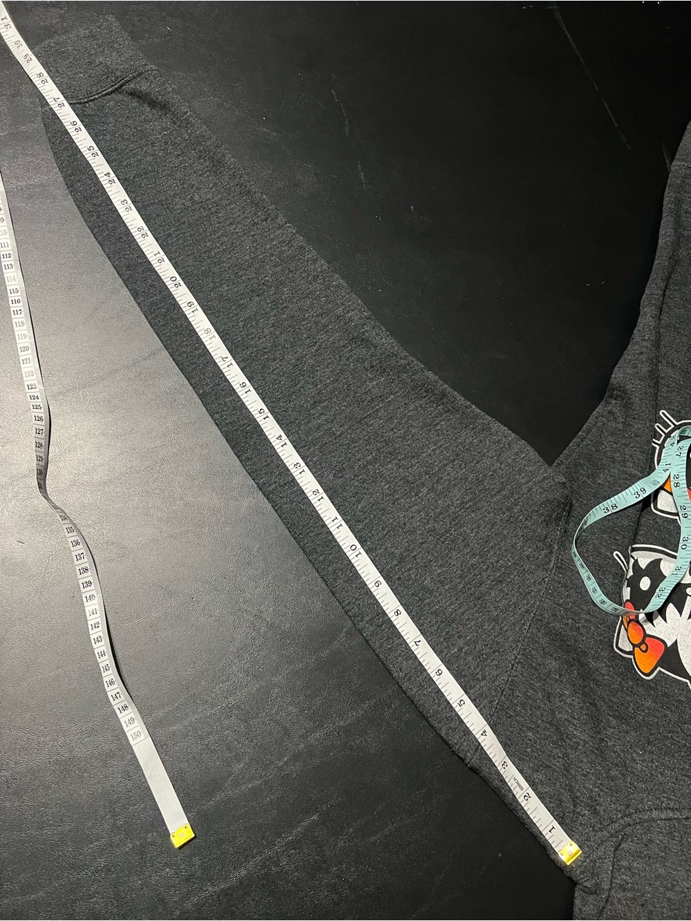 Hello Kitty Kiss Band Graphic Dark Gray Zip Hoodie with Orange Bows Theme - Picture 8 of 9